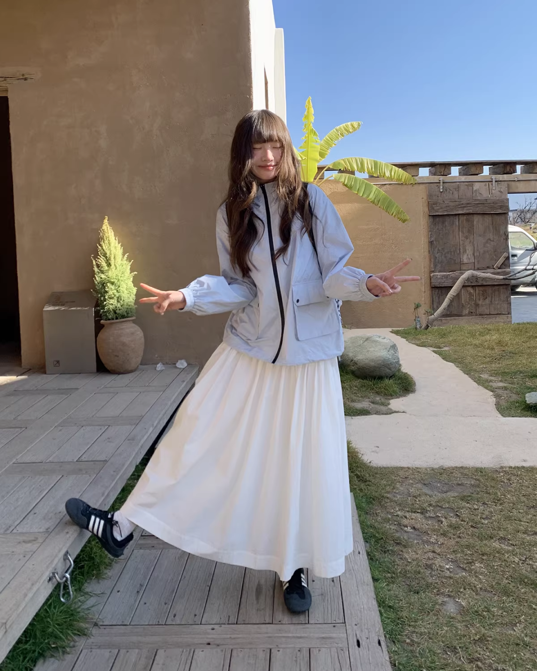 Lightblue Check Zip Outer BU0171