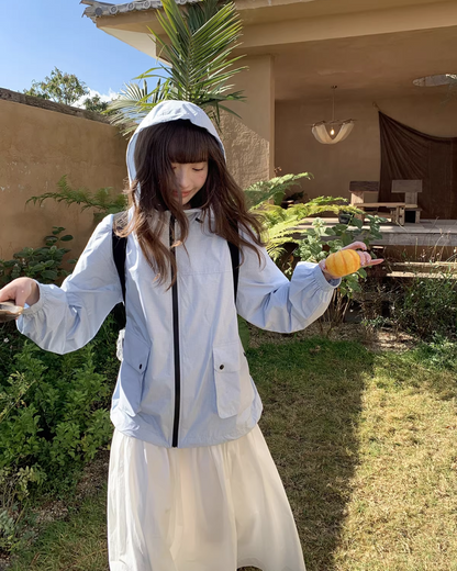 Lightblue Check Zip Outer BU0171