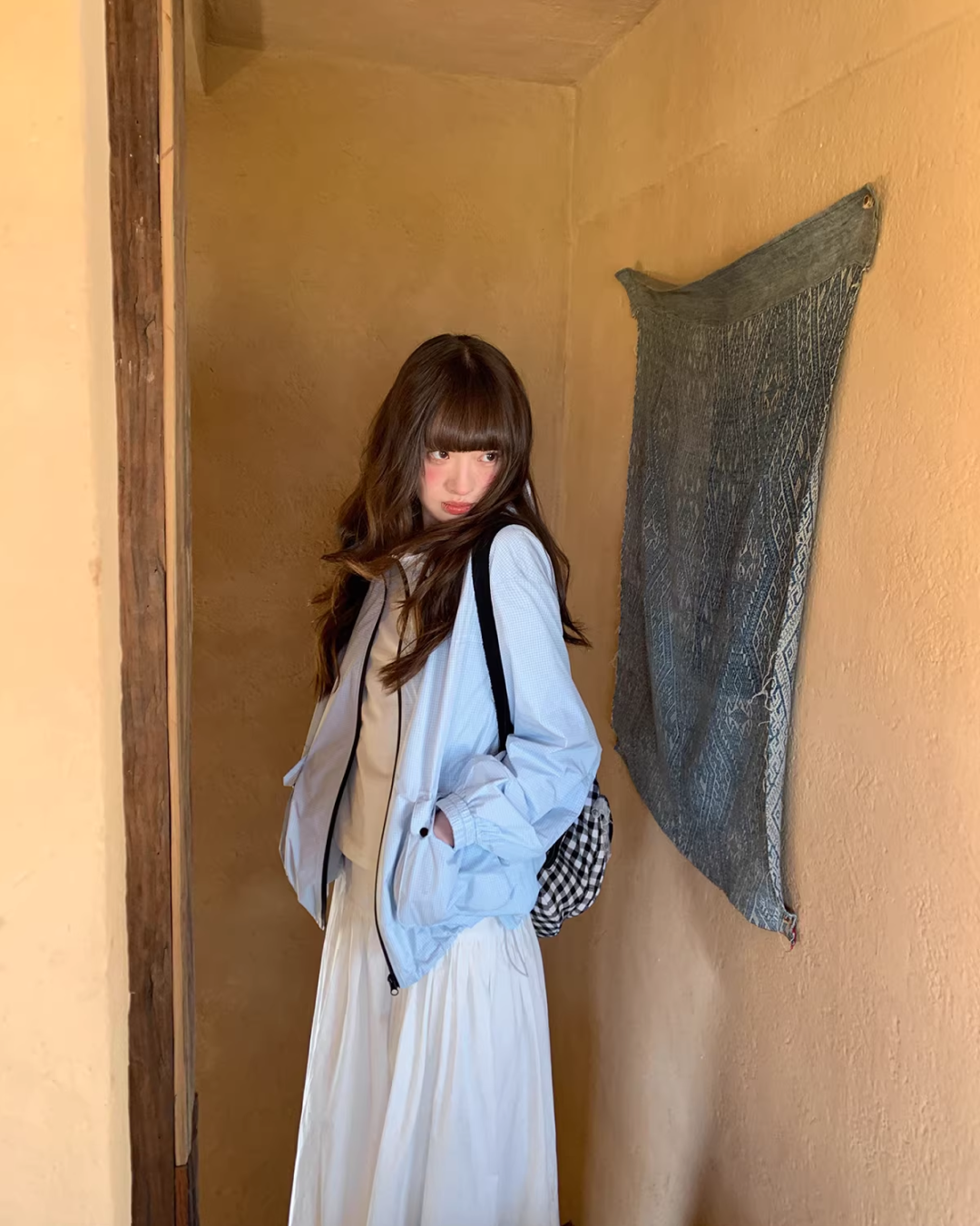 Lightblue Check Zip Outer BU0171