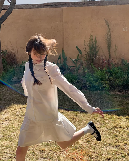 Chest Ribbon White Shirt BU0172