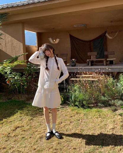 Chest Ribbon White Shirt BU0172