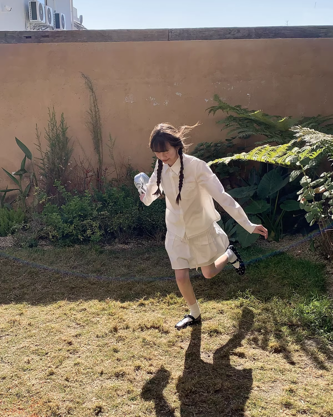 Chest Ribbon White Shirt BU0172