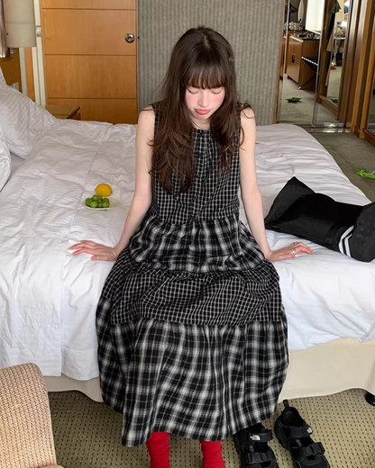 Two Types of Check Patterns Dress BU0173