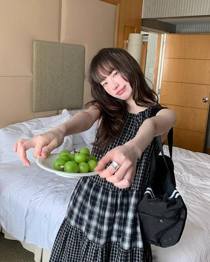 Two Types of Check Patterns Dress BU0173