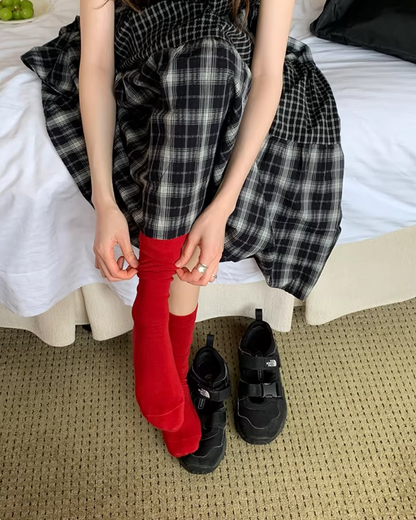 Two Types of Check Patterns Dress BU0173