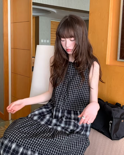 Two Types of Check Patterns Dress BU0173