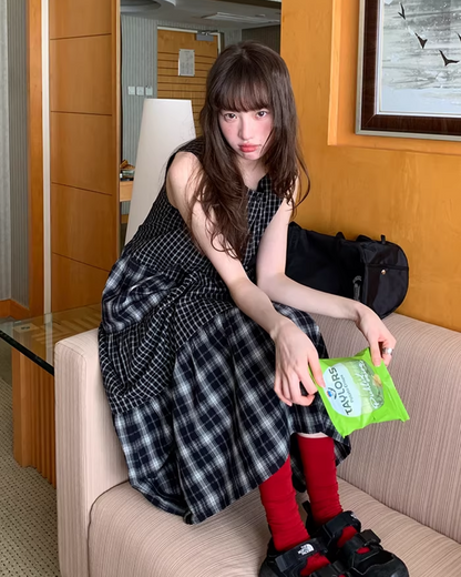 Two Types of Check Patterns Dress BU0173