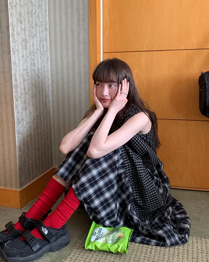 Two Types of Check Patterns Dress BU0173