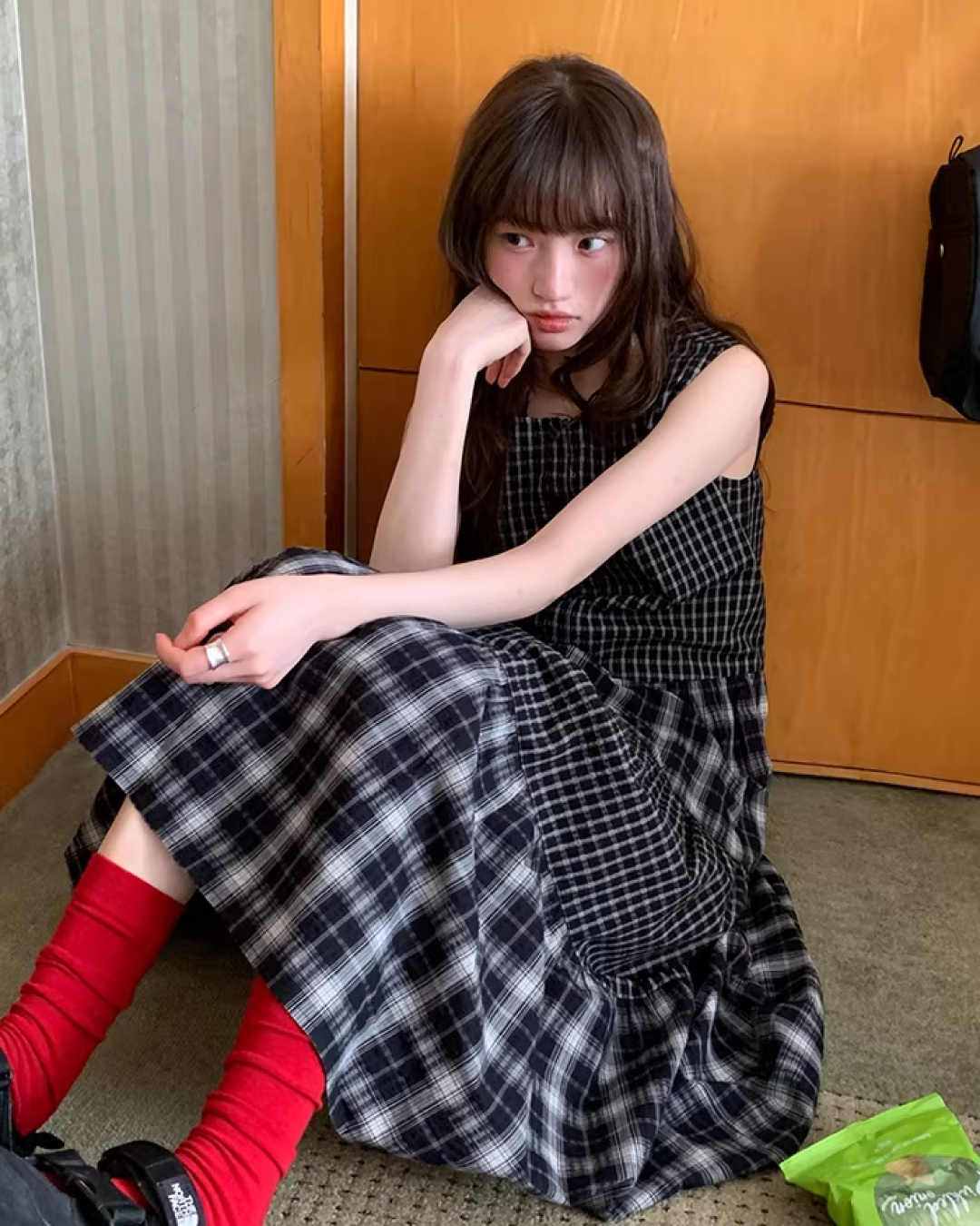 Two Types of Check Patterns Dress BU0173