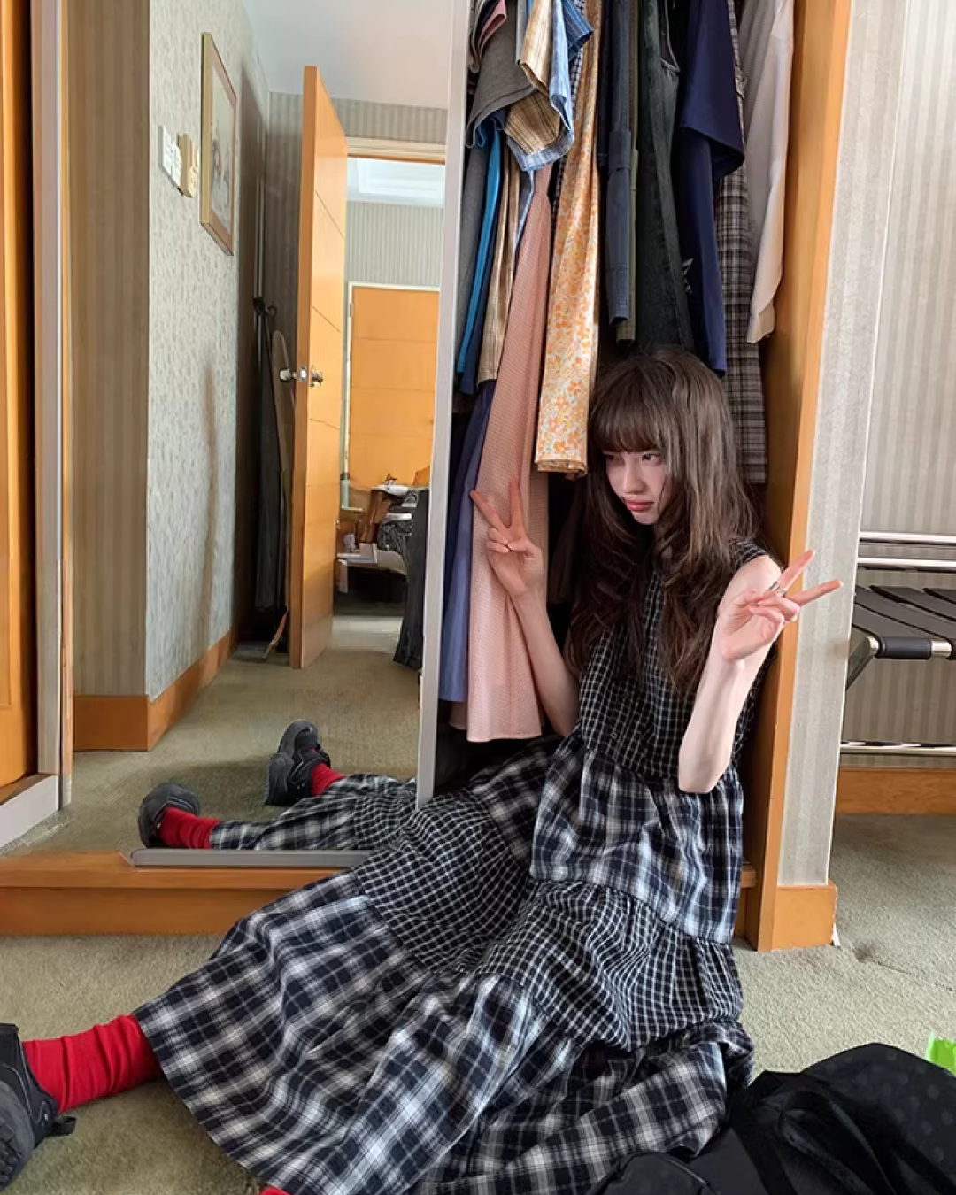 Two Types of Check Patterns Dress BU0173