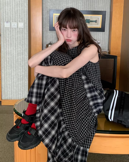 Two Types of Check Patterns Dress BU0173