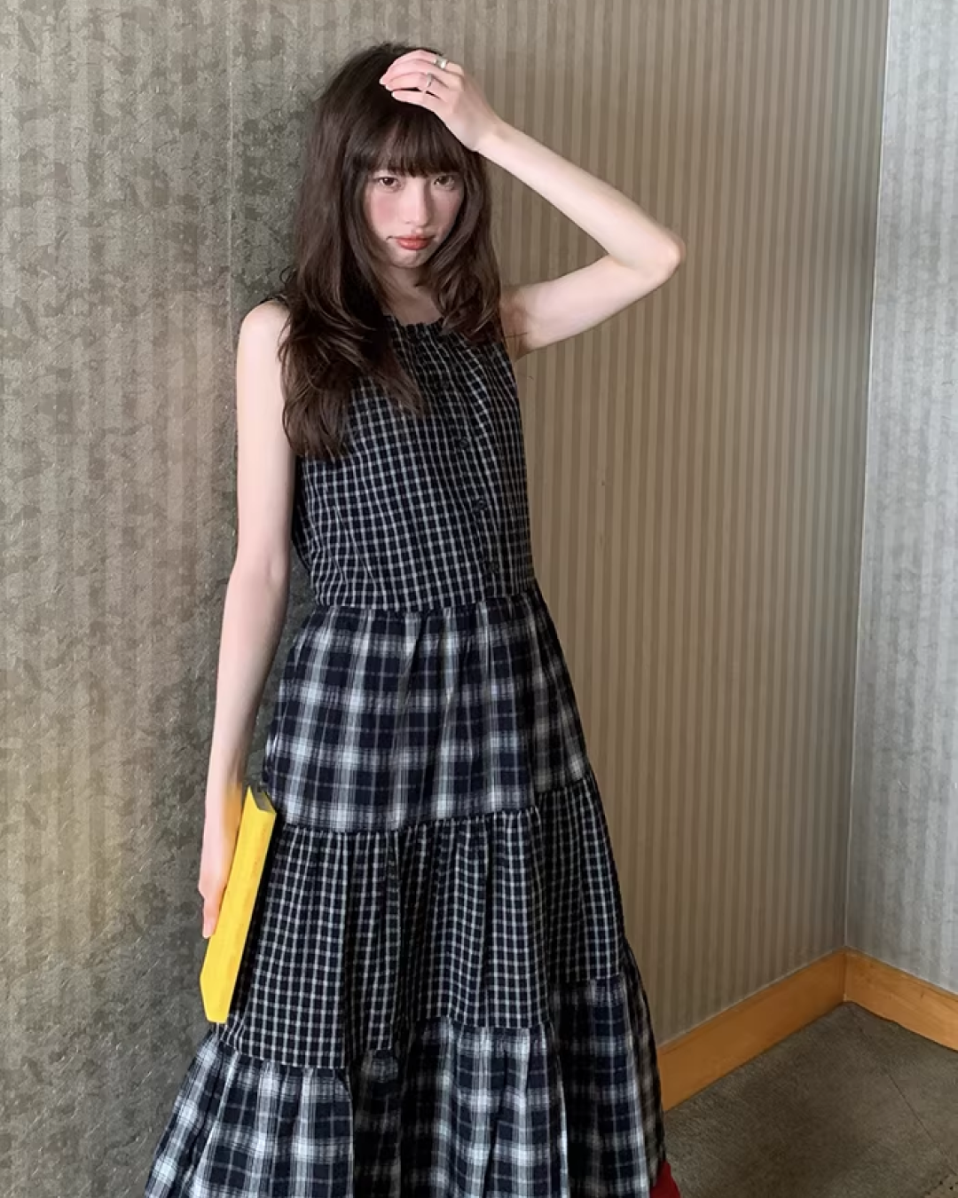Two Types of Check Patterns Dress BU0173