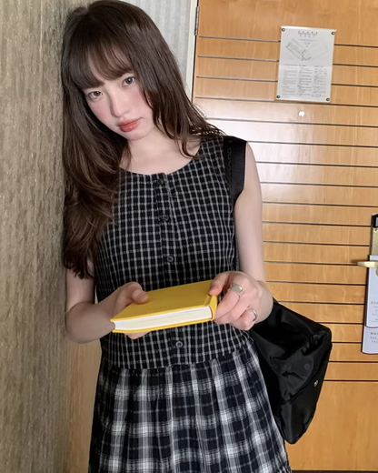 Two Types of Check Patterns Dress BU0173