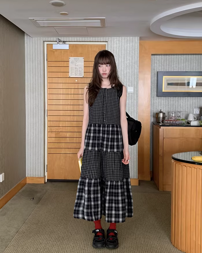 Two Types of Check Patterns Dress BU0173