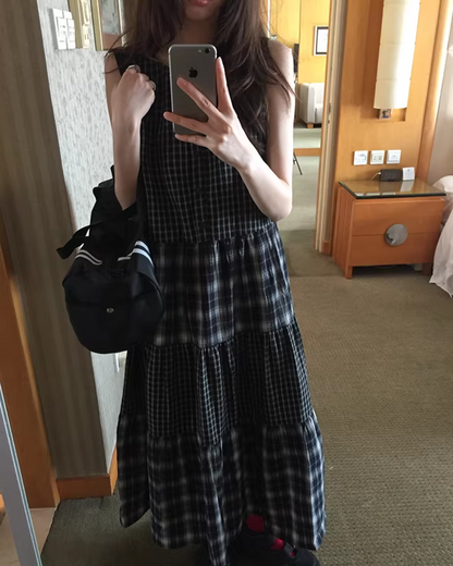 Two Types of Check Patterns Dress BU0173