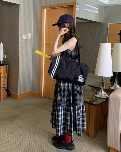 Two Types of Check Patterns Dress BU0173