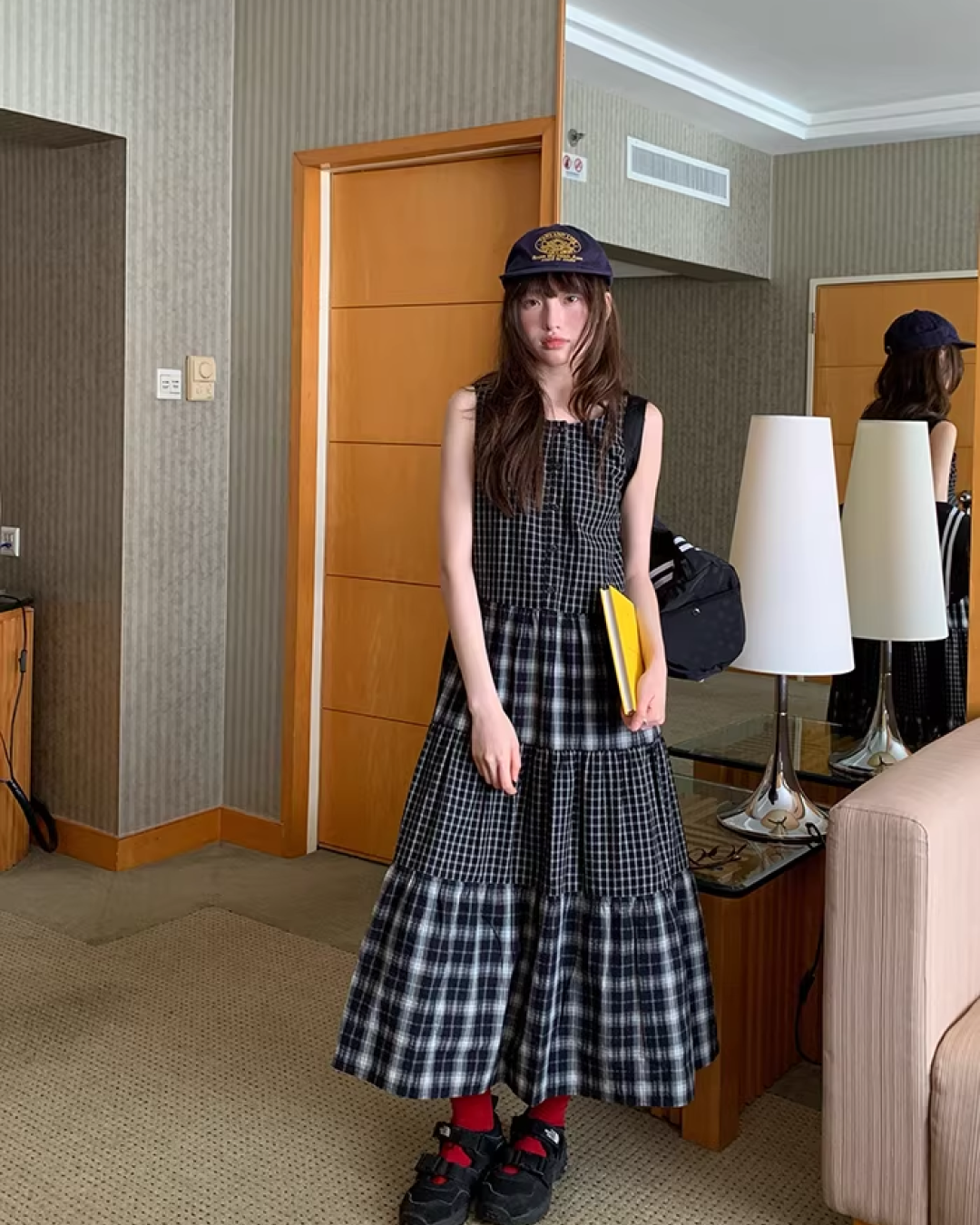 Two Types of Check Patterns Dress BU0173