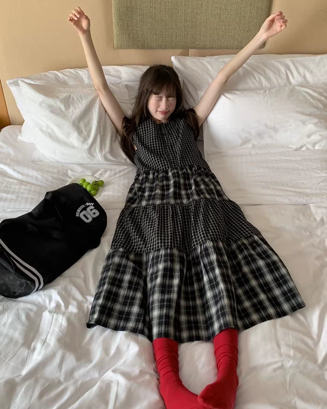 Two Types of Check Patterns Dress BU0173