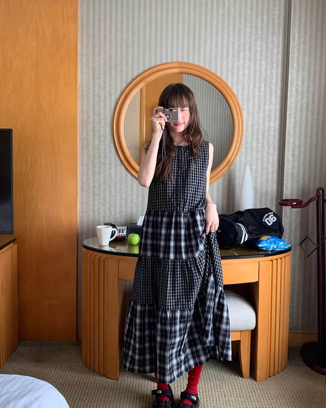 Two Types of Check Patterns Dress BU0173