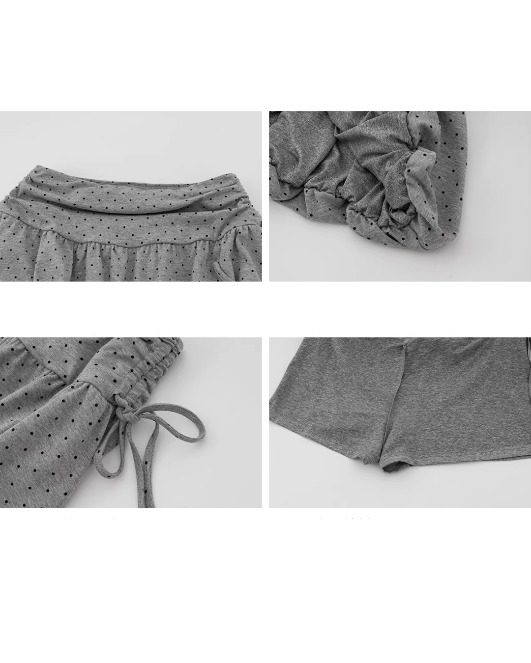 Polka Dots Gray Ribbon T-shirt &  Short Pants BU0178