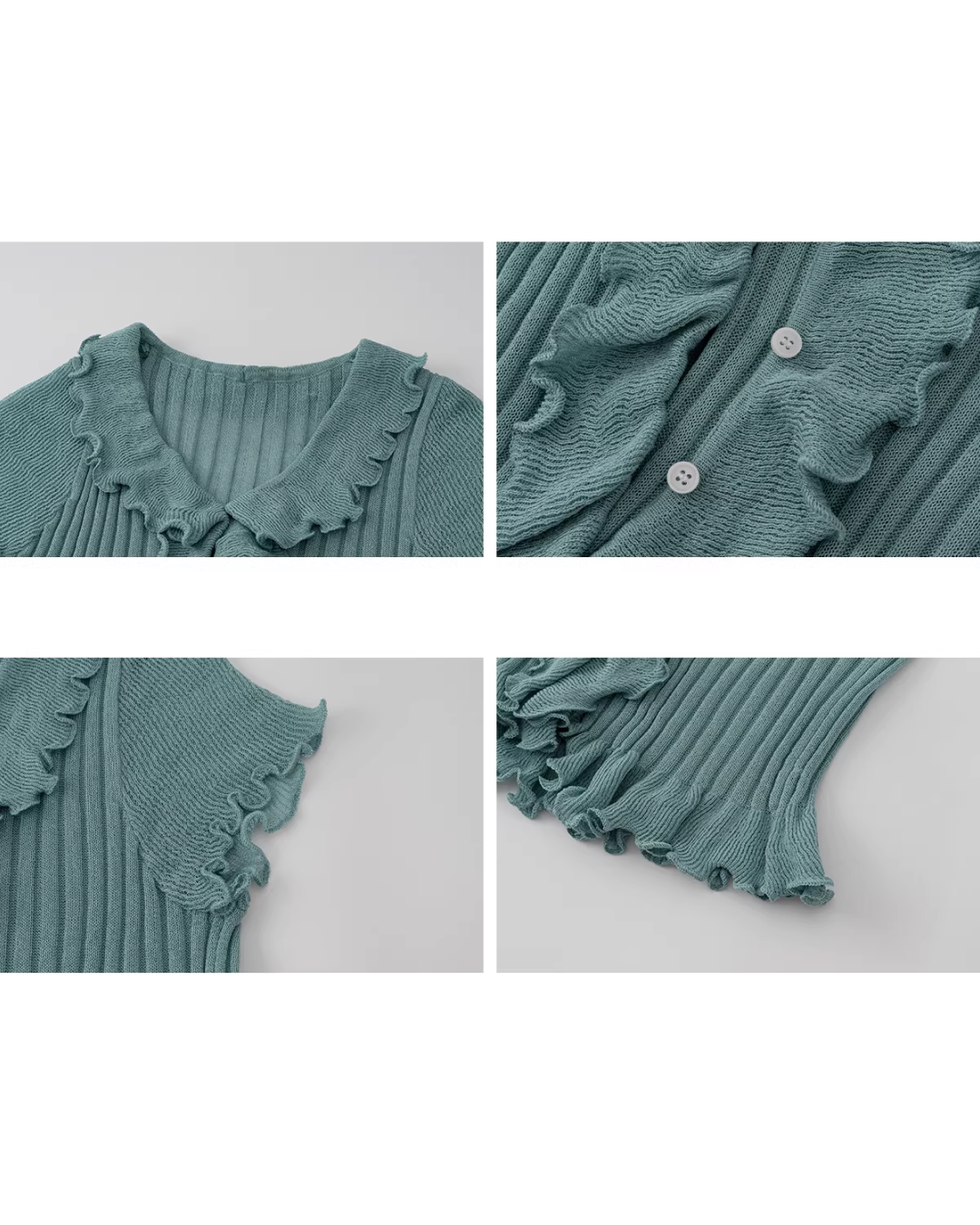 Frill V-neck Short Sleeve Knit BU0179