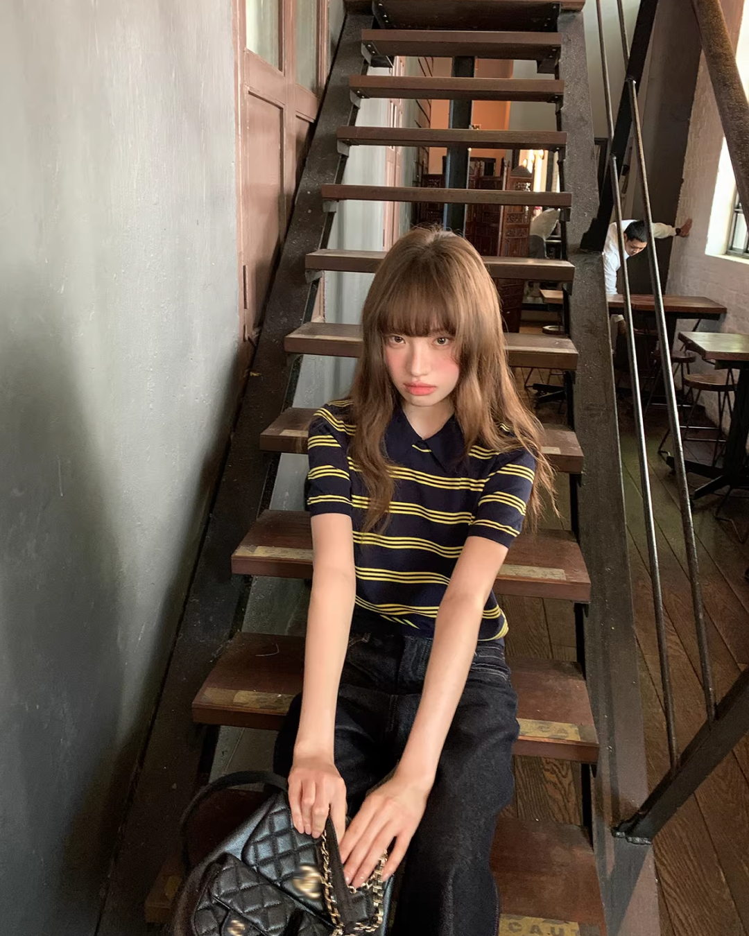 Horizontal stripes Navy Polo Shirt BU0180