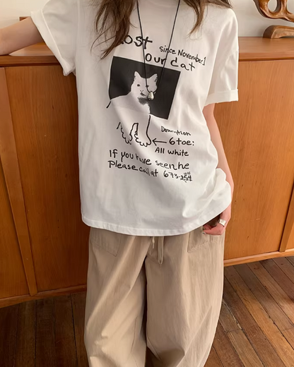 Cat Printed T-Shirt BU0182