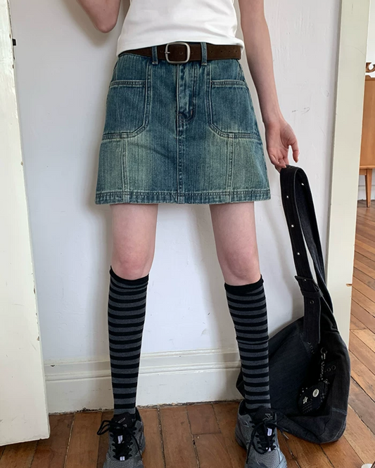 Short Pocket Denim Skirt BU0187