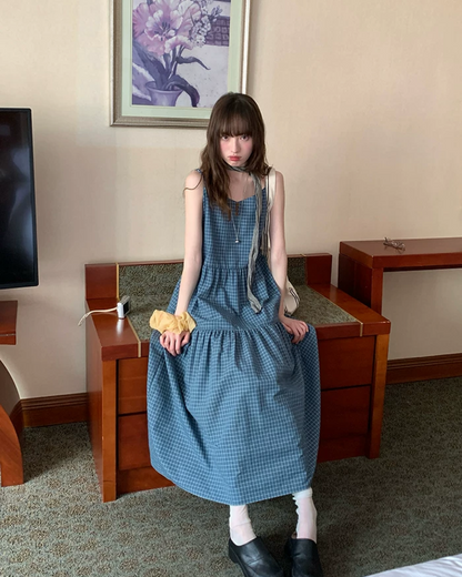Plaid Pattern Long Dress BU0194