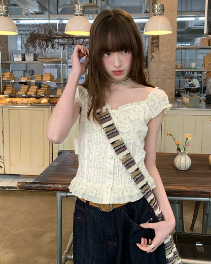 Lace Button Blouse BU0195