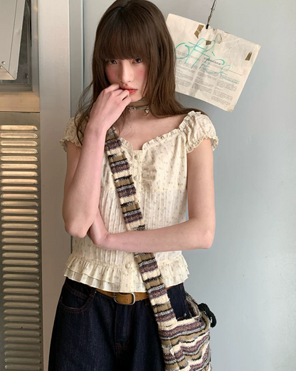Lace Button Blouse BU0195