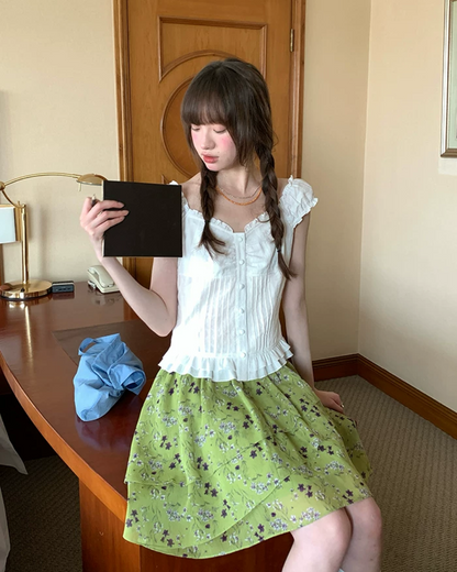 Lace Button Blouse BU0195