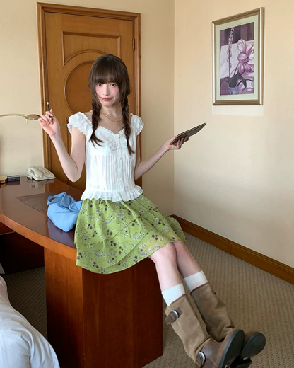Diagonal Layered Skirt BU0196