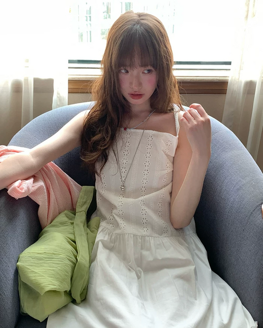 White Long Camisole Dress BU0198