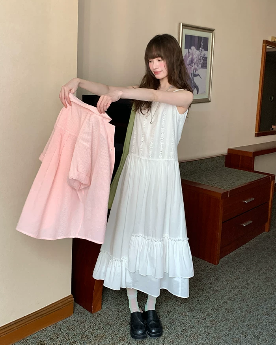 White Long Camisole Dress BU0198