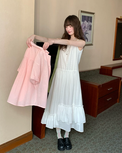 White Long Camisole Dress BU0198