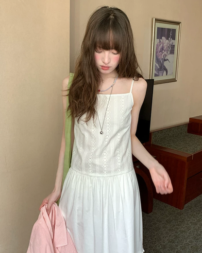 White Long Camisole Dress BU0198