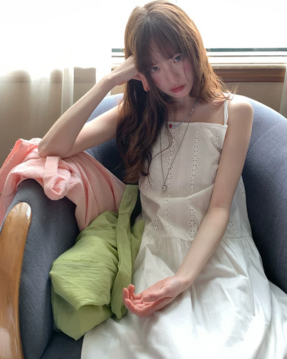 White Long Camisole Dress BU0198