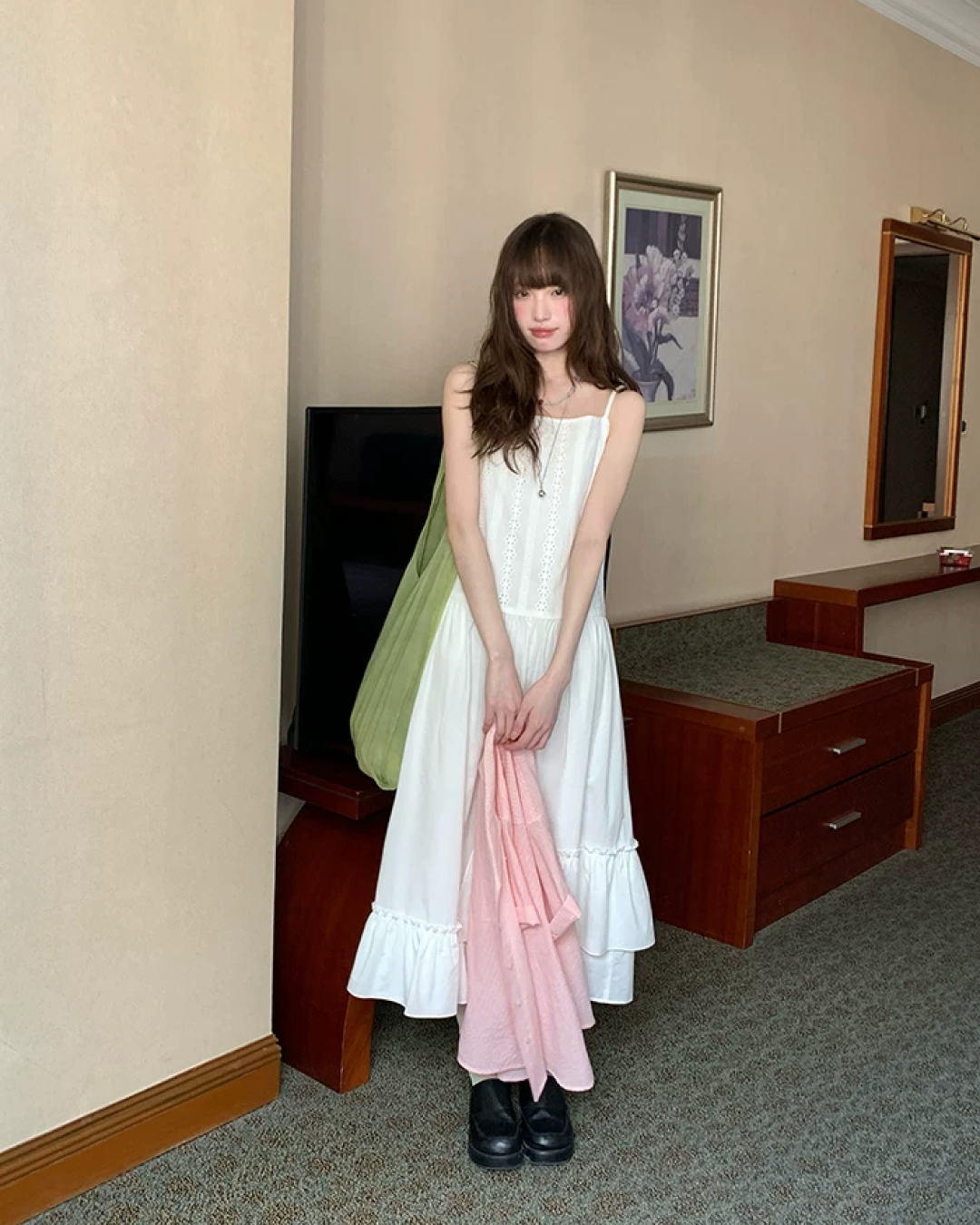 White Long Camisole Dress BU0198