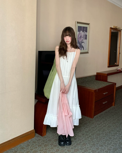 White Long Camisole Dress BU0198