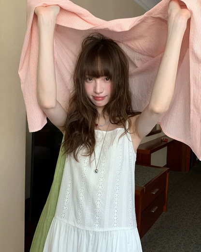 White Long Camisole Dress BU0198