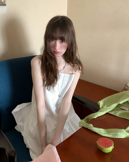White Long Camisole Dress BU0198