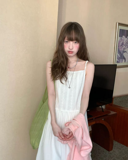 White Long Camisole Dress BU0198