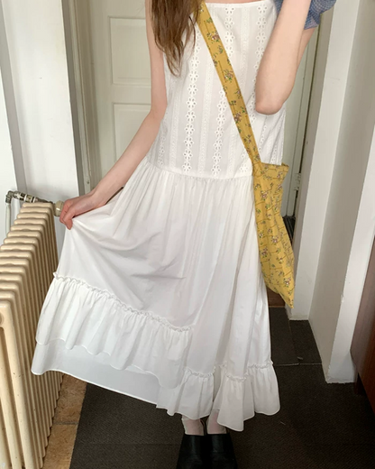 White Long Camisole Dress BU0198