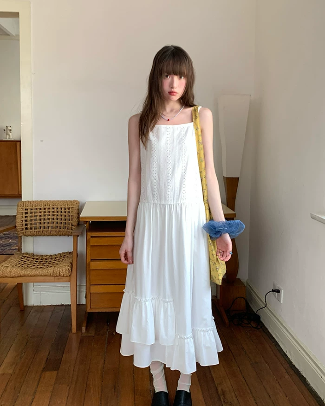 White Long Camisole Dress BU0198