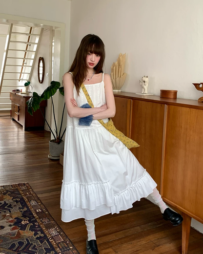 White Long Camisole Dress BU0198
