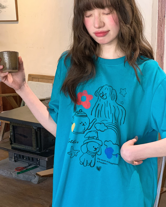 Sky Blue Printed T-shirt BU0205