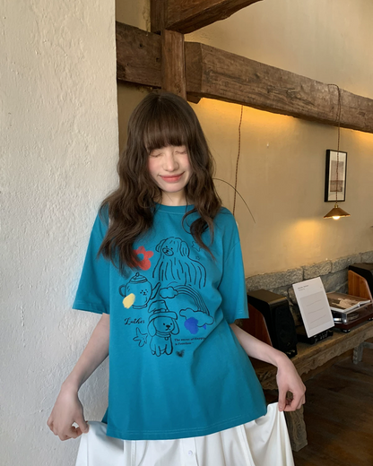 Sky Blue Printed T-shirt BU0205