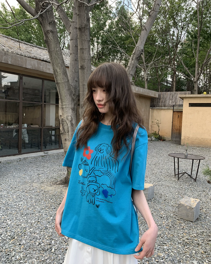 Sky Blue Printed T-shirt BU0205