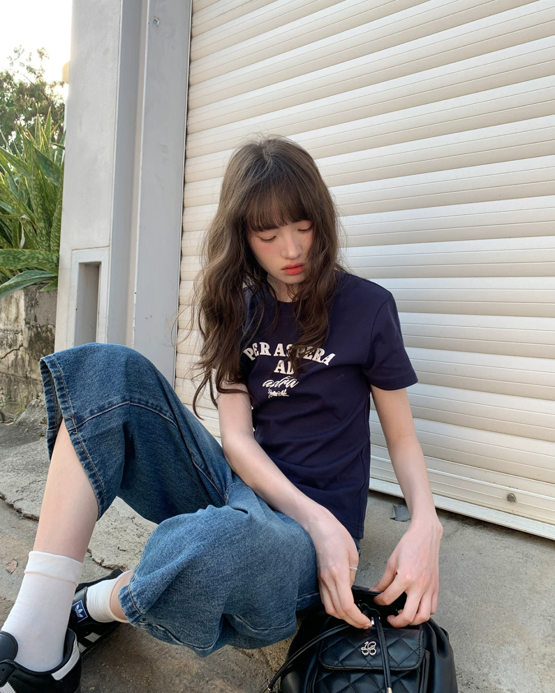 Short Navy Lettering T-shirt BU0206